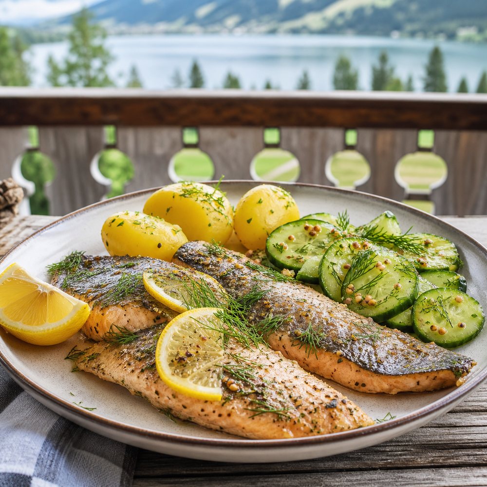 German Trout with Cucumber Dill Salad