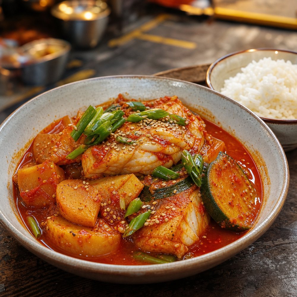 Korean Spicy Braised Cod