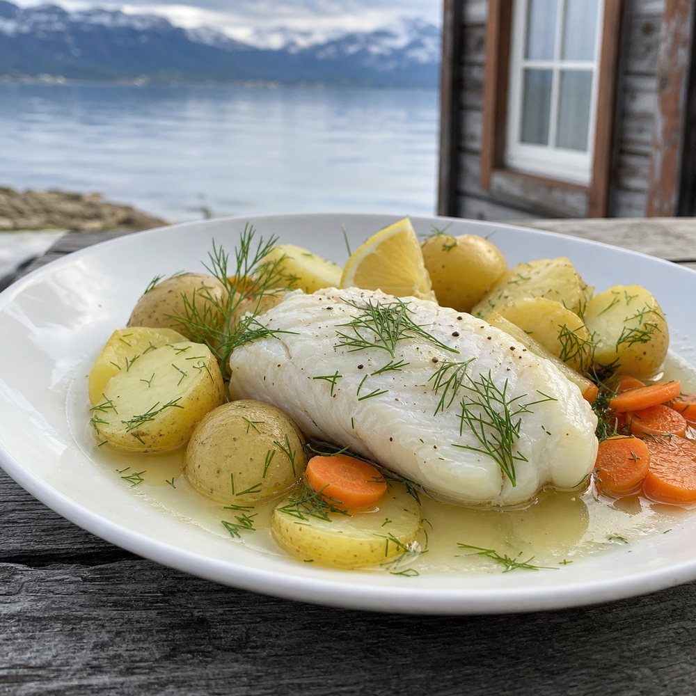 Norwegian Poached Cod with Dill Potatoes