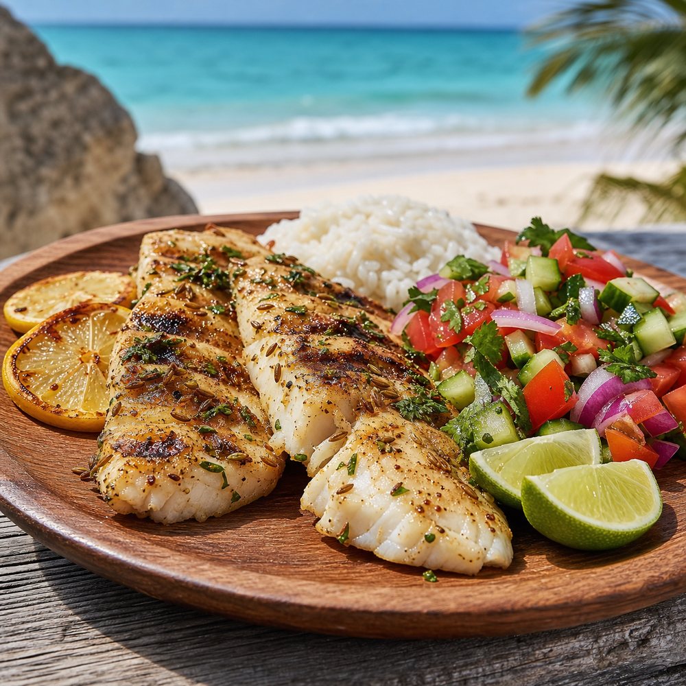 Tanzanian Grilled Fish with Kachumbari
