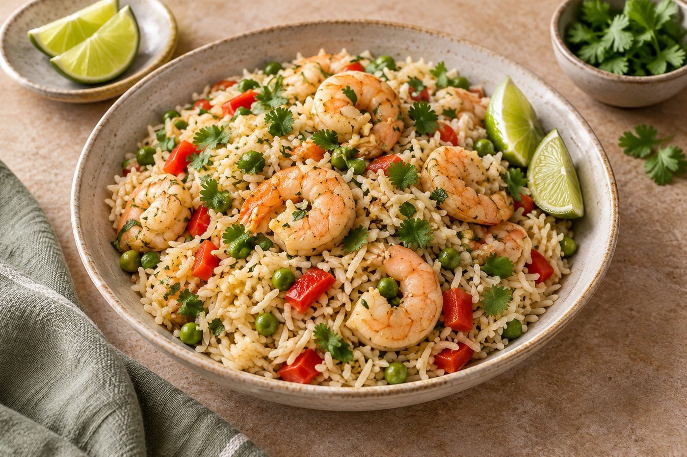 Caribbean Ginger Lime Prawn Rice