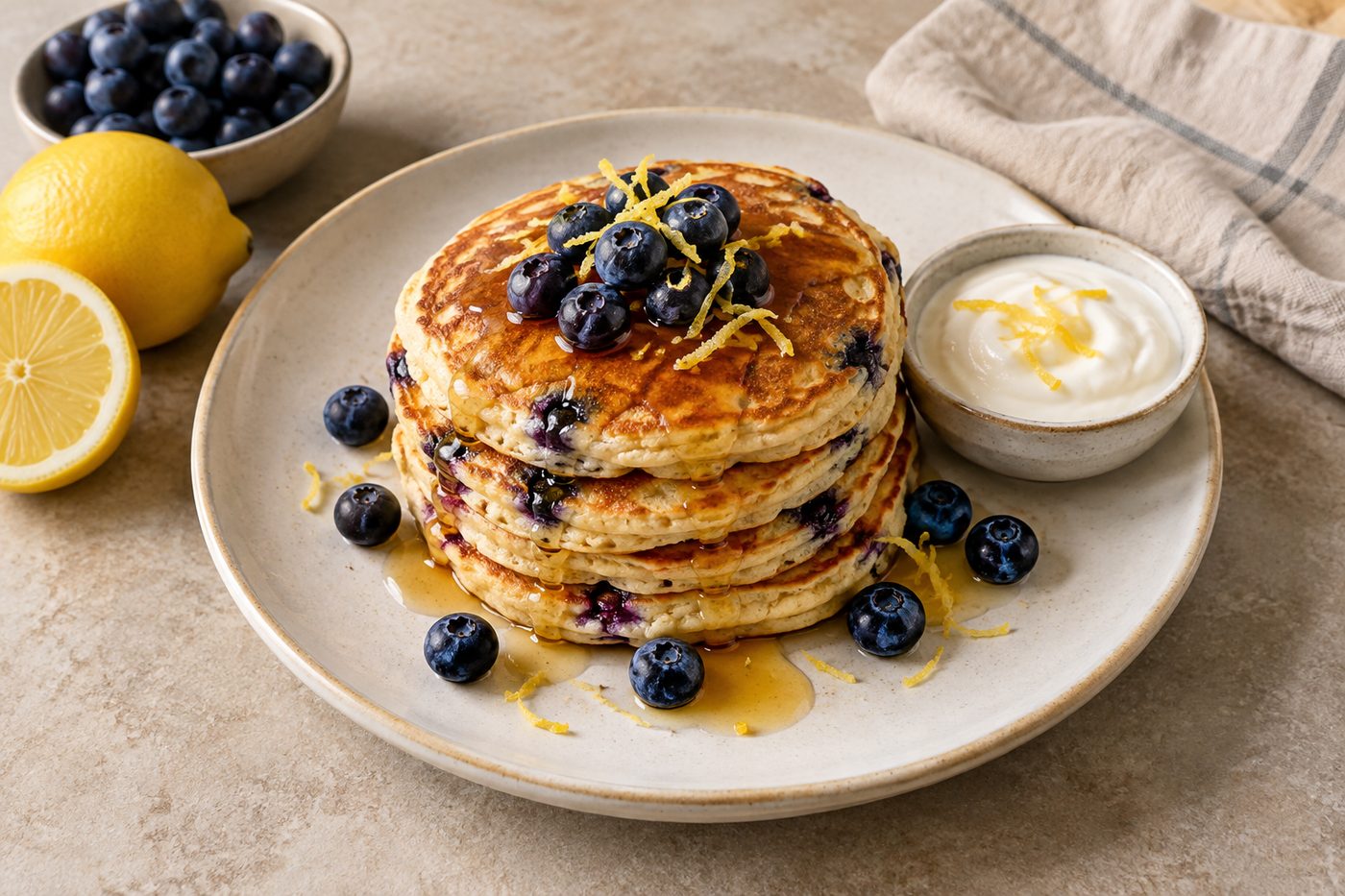 American Lemon Blueberry Pancakes