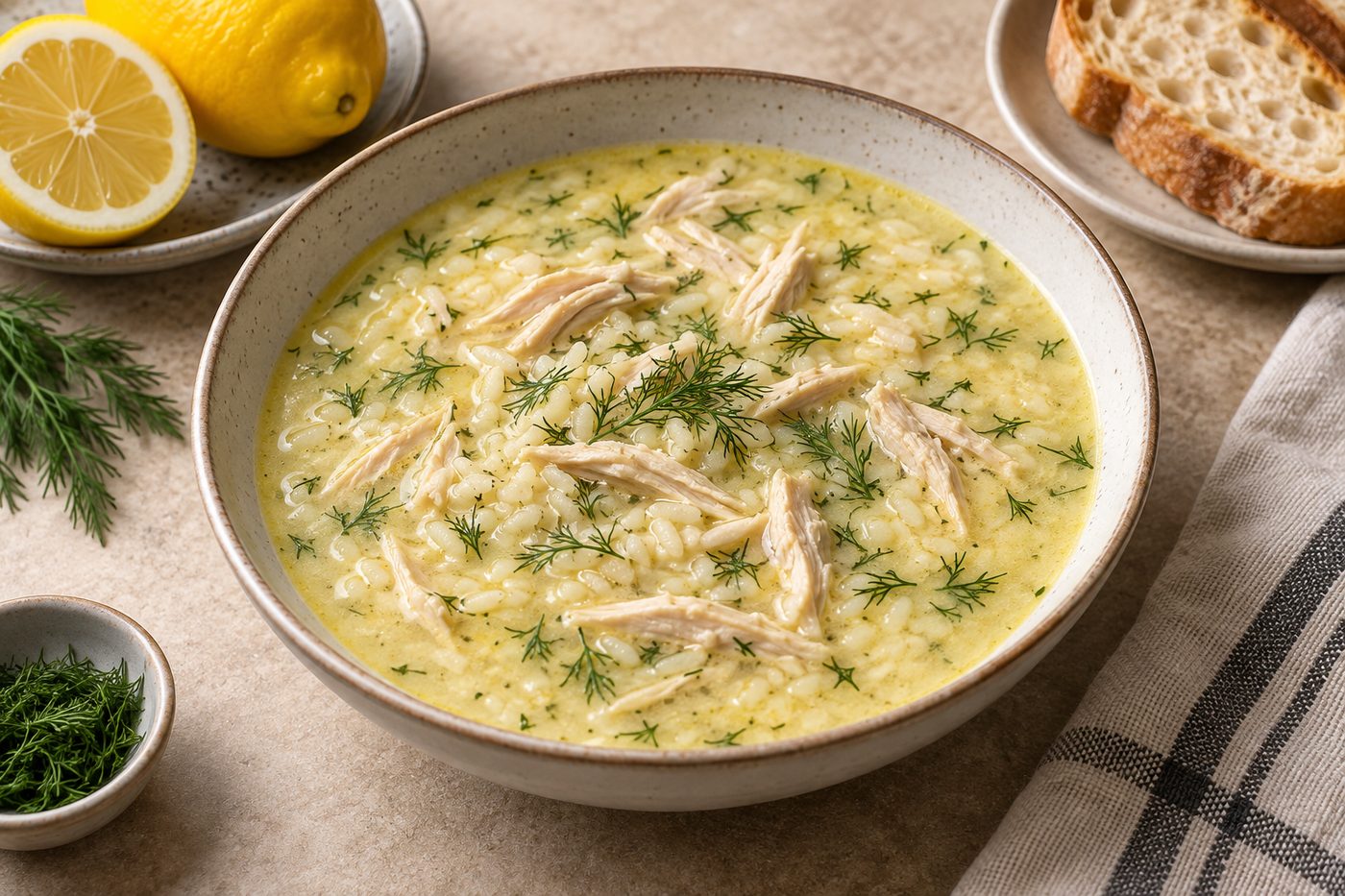 Greek Avgolemono Chicken Soup