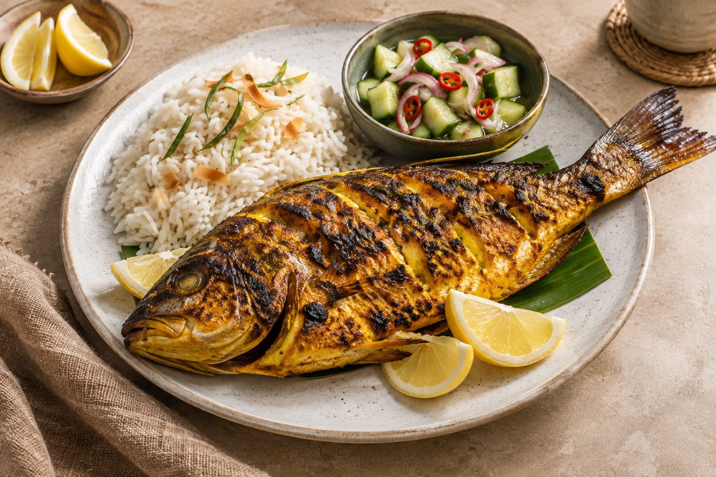 Indonesian Lemon Turmeric Grilled Fish