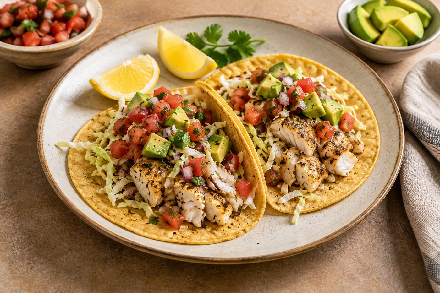 Mexican Lemon Oregano Fish Tacos