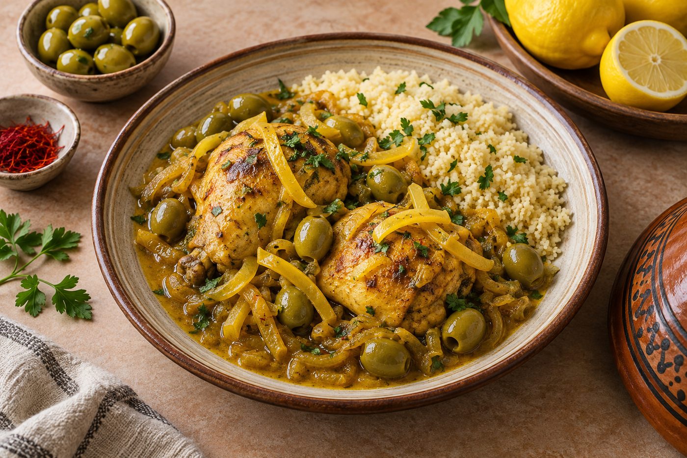 Moroccan Preserved Lemon Chicken Tagine