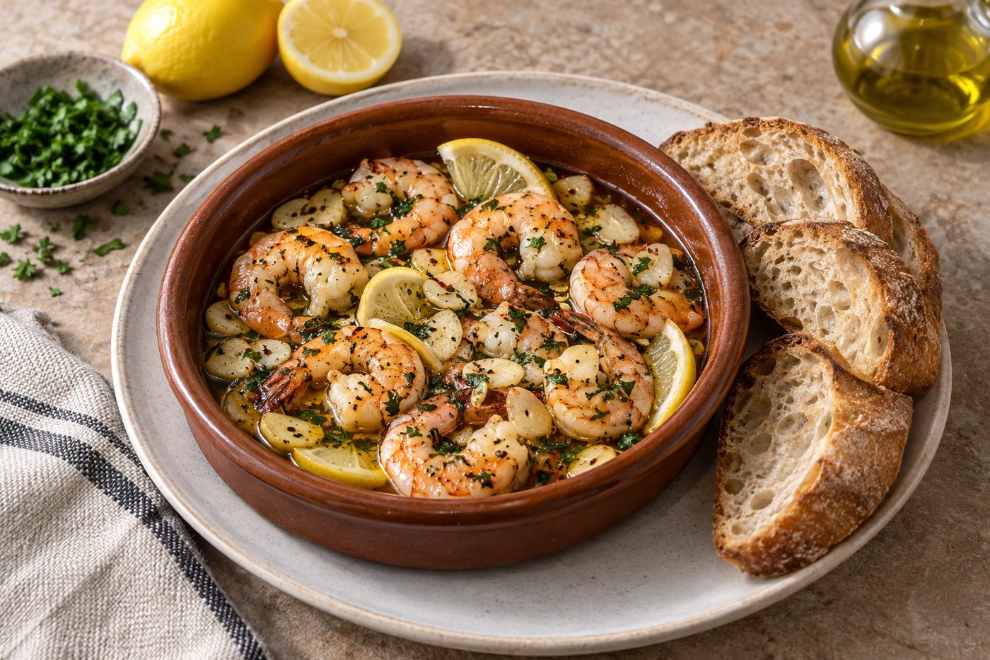 Spanish Lemon Garlic Prawns