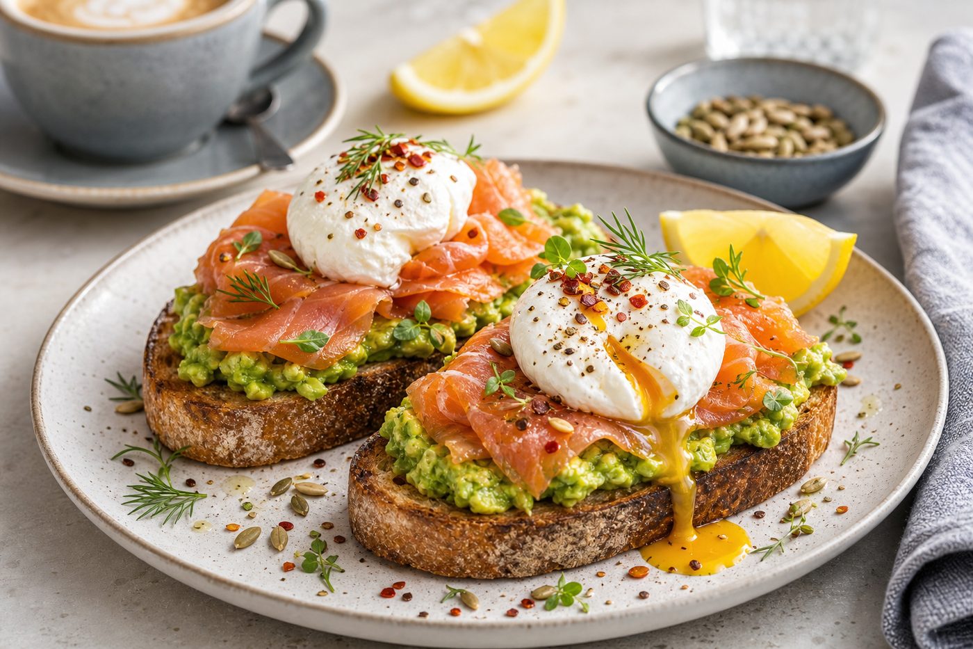 Smashed Avocado on Toast with Smoked Salmon